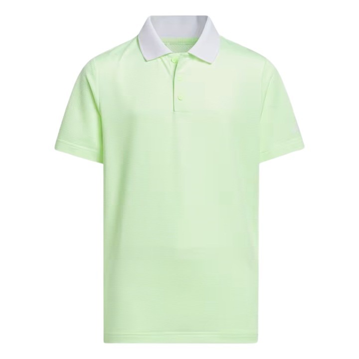 adidas Juniors Ottoman Stripped Green Spark Golf Shirt