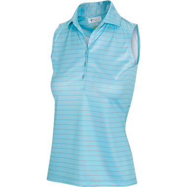 Greg Norman ML75 Dotted Stripe S/L Ladies Oasis Blue | The Pro Shop