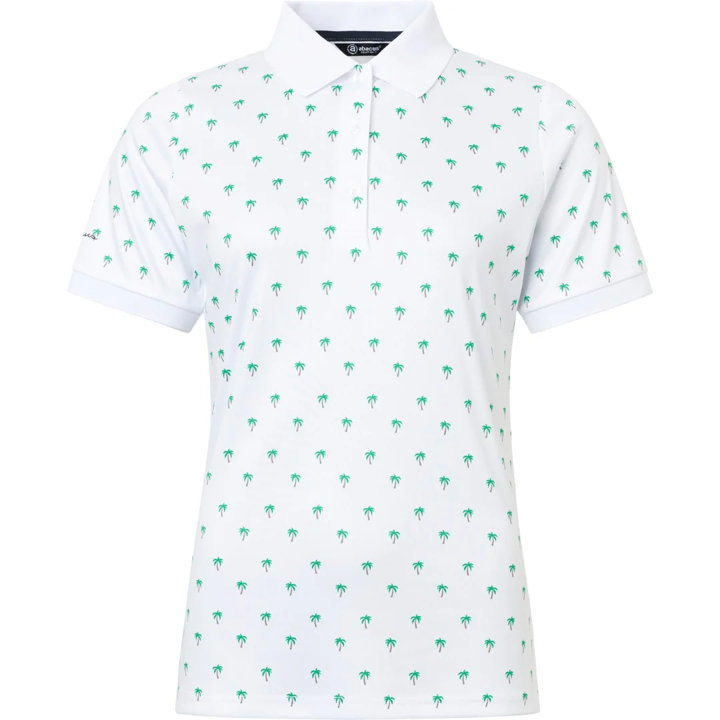 Abacus Juliet Ladies White Palm Tree Golf Shirt 