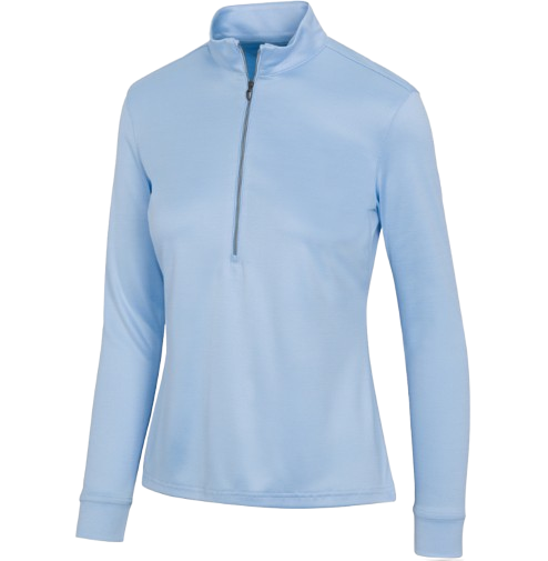 Greg Norman Clubhouse Half-Zip Mock Ladies Blue Haze Heather Pullover