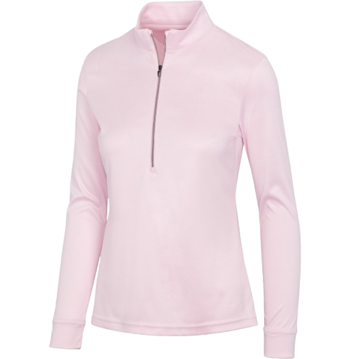 Greg Norman Clubhouse Half Zip Mock Ladies Pink Lemonade Pullover