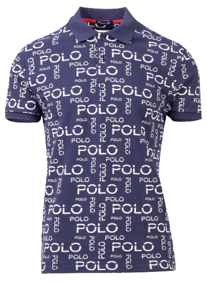 Polo Logo Print AOP Men's Navy Shirt